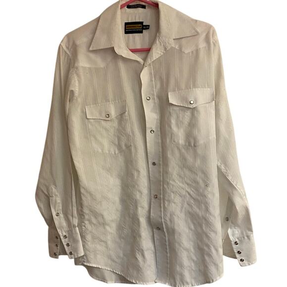 Panhandle Slim White Western Shirt 15 1/2-34 Long sleeved, Button Snap - Picture 2 of 4